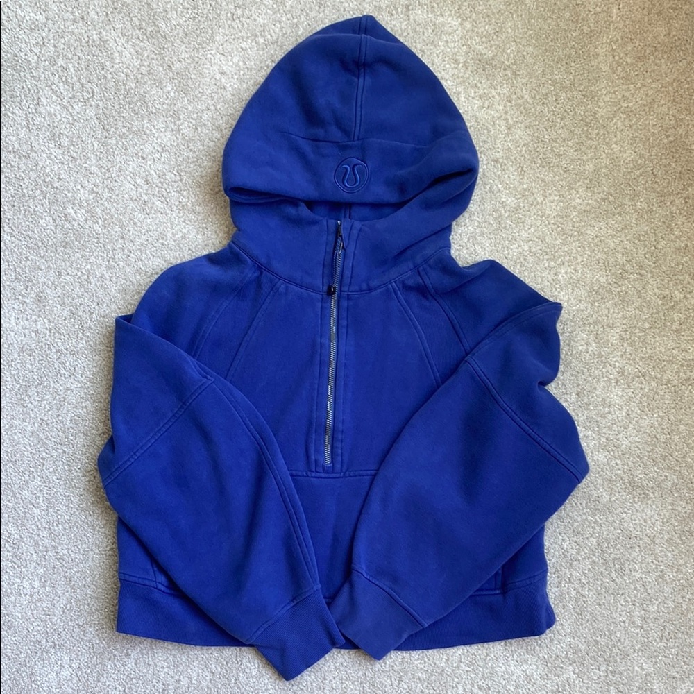 Royal Blue Lululemon half zip cropped scuba hoodie- XS/S - excellent condition